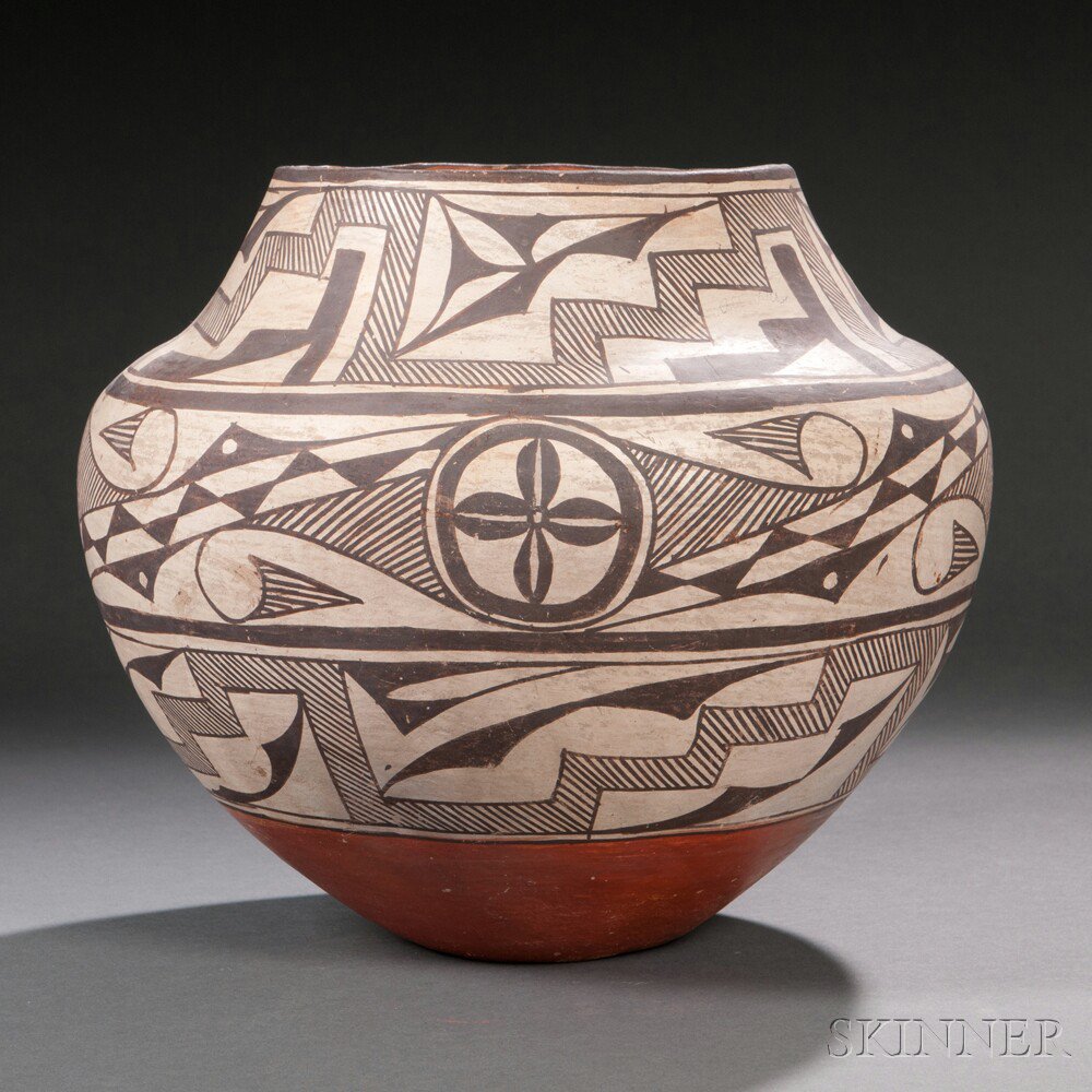 Appraisal: Acoma Three-color Pottery Olla c late th century with red