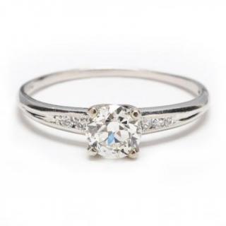 Appraisal: Platinum Diamond Ring centering one prong set transitional cut diamond