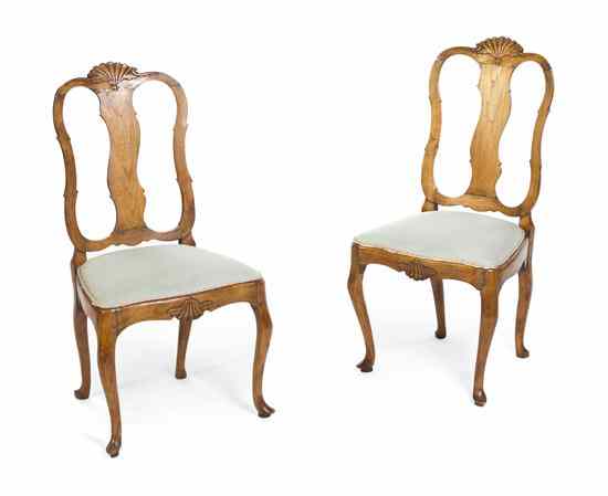 Appraisal: A Pair of Queen Anne Style Oak Side Chairs each