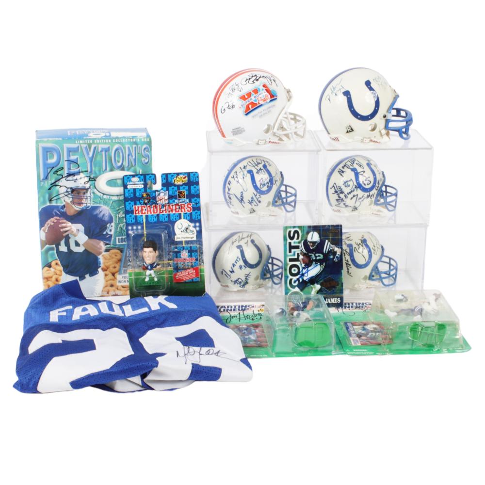 Appraisal: LOT OF INDIANAPOLIS COLTS AUTOGRAPHED MINI HELMETS JERSEY MISCLot of