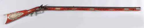 Appraisal: Flintlock long rifle early th c with tiger maple stock