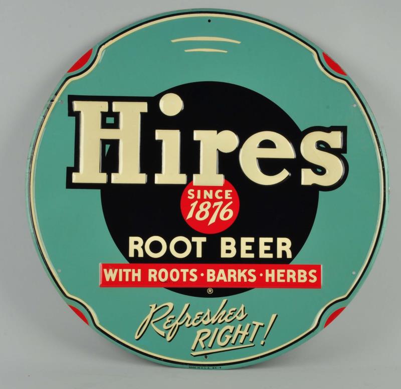 Appraisal: 's Hire's Root Beer Embossed Tin Sign This sign has