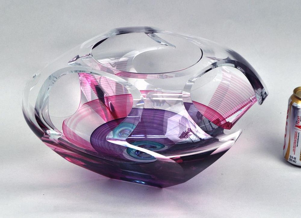 Appraisal: Signed Modern Glass Bowl Sculpture by Michael David Kit Karbler