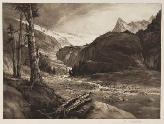 Appraisal: Percival Gaskell - A group of landscapes etchings with mezzotint