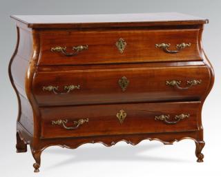 Appraisal: th c French walnut bombe' commode Mid th century French