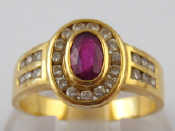 Appraisal: A yellow metal tests carat gold ruby and diamond ring