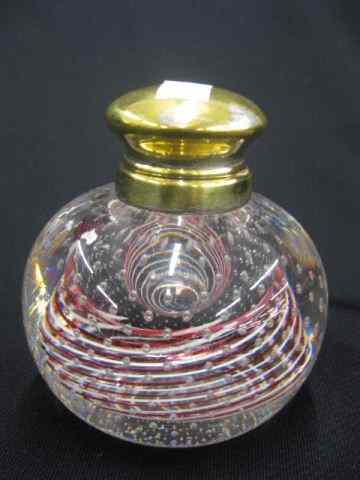 Appraisal: Art Glass Inkwell peppermint swirl controlled bubble decor - ''