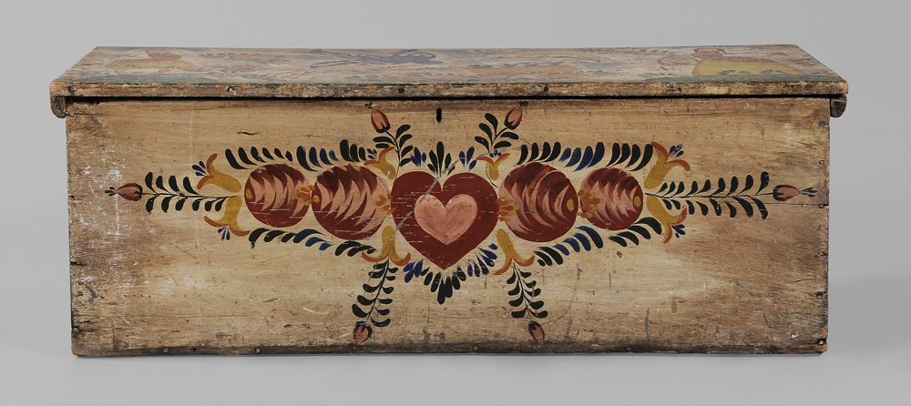 Appraisal: Folk Art Decorated Blanket Chest by Peter Hunt Massachusetts th