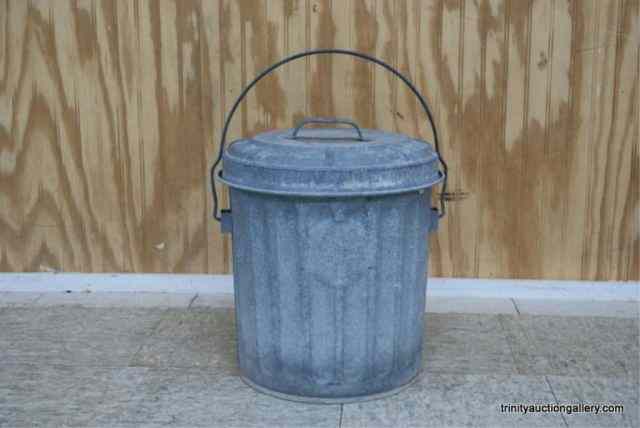 Appraisal: Gallon Galvanized Trash Can - Ash Bucket Great little trash