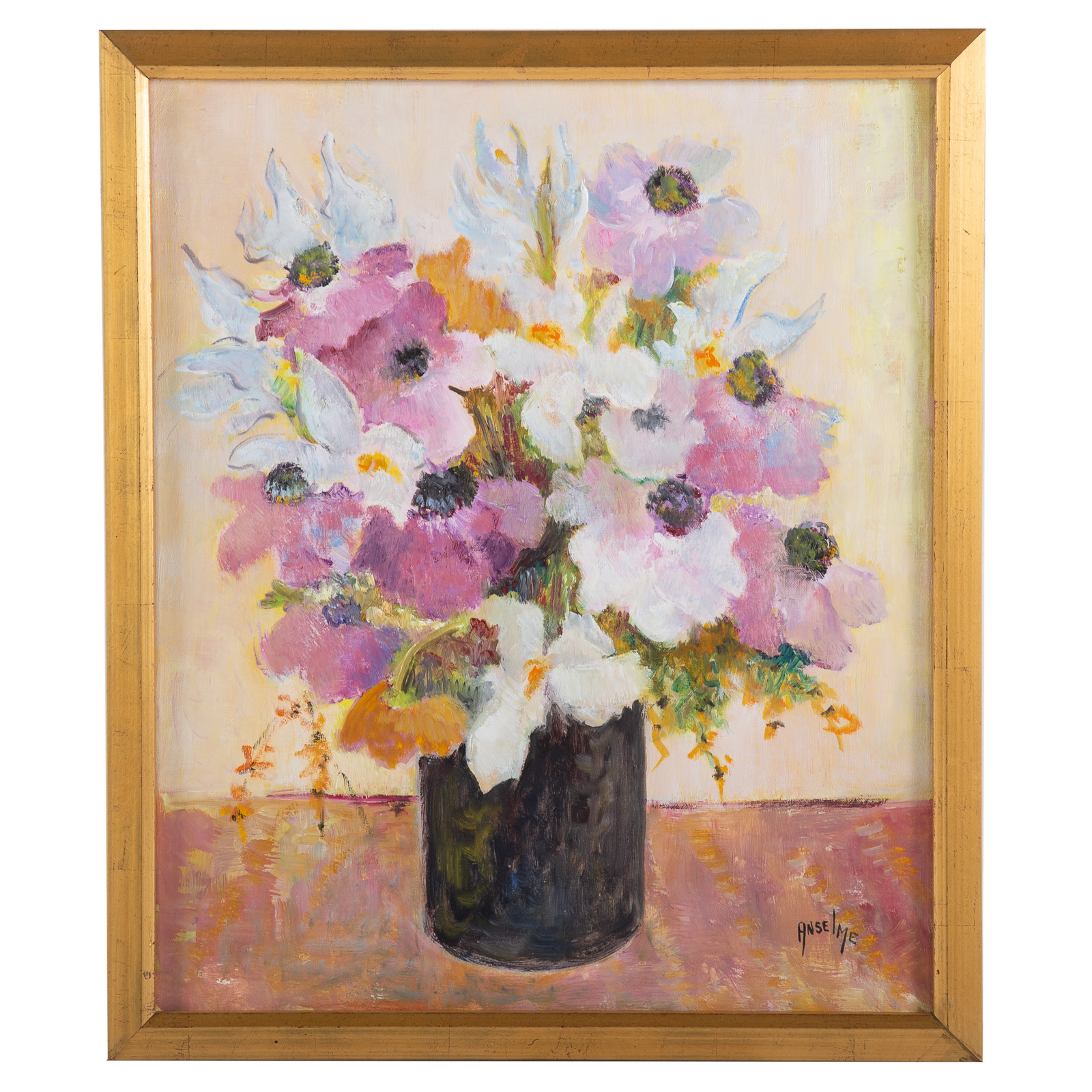 Appraisal: MARCEL ANSELME FLORAL STILL LIFE OIL French - Oil on