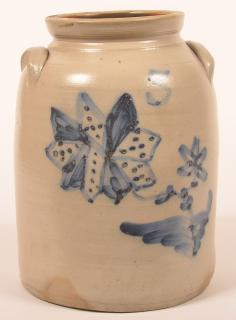 Appraisal: Gallon Crock with Star Flower Cobalt Blue Dec Unsigned Three