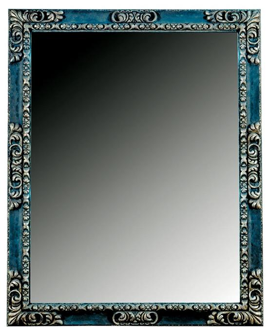 Appraisal: Silver-gilded and painted mirror rectangular frame with carved scroll and