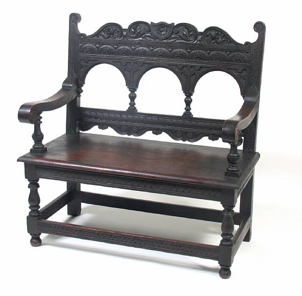 Appraisal: An English Jacobean style bench height in width in depth