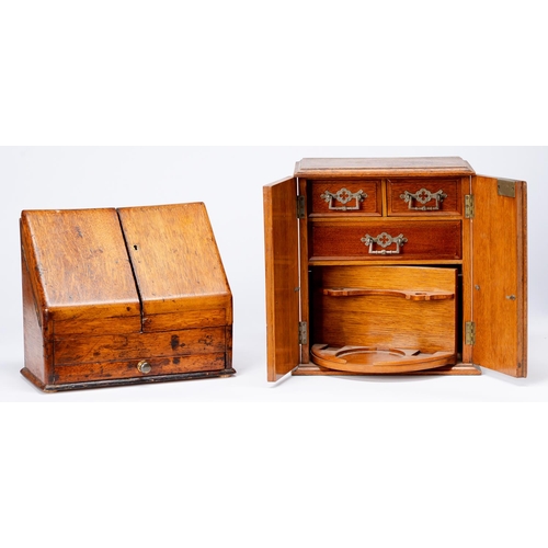 Appraisal: An oak and broken line inlaid smoker's cabinet c the