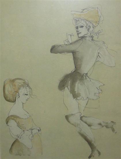 Appraisal: LEONOR FINI french - UNTITLED - TWO FIGURES Pencil signed