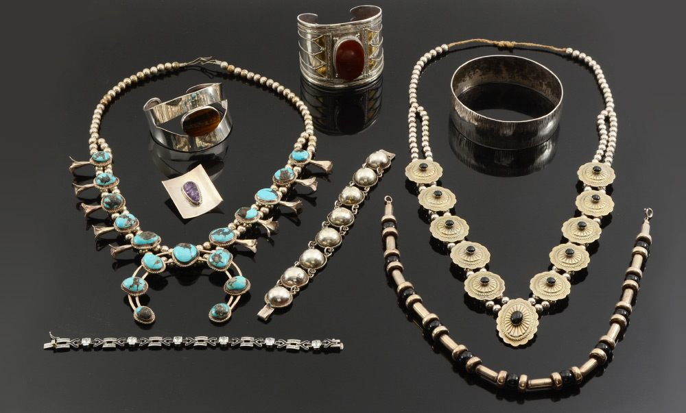 Appraisal: ESTATE LOT OF SILVER JEWELRY To include Necklaces Bracelets and