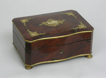 Appraisal: An Antique Wood Box with Brass Inlay A handsome antique