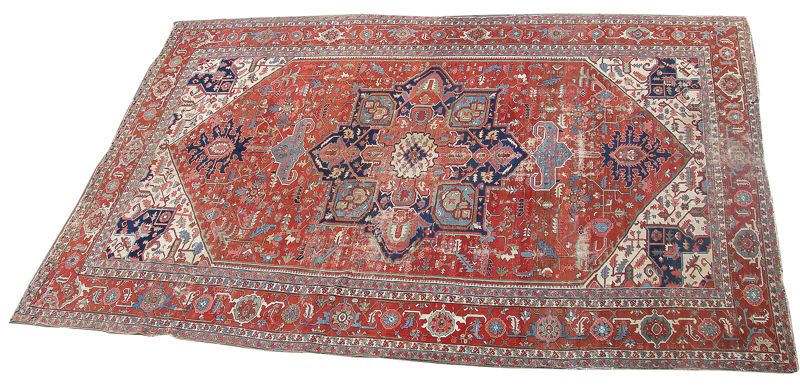 Appraisal: ORIENTAL RUG SERAPI ' x ' Traditional central medallion on