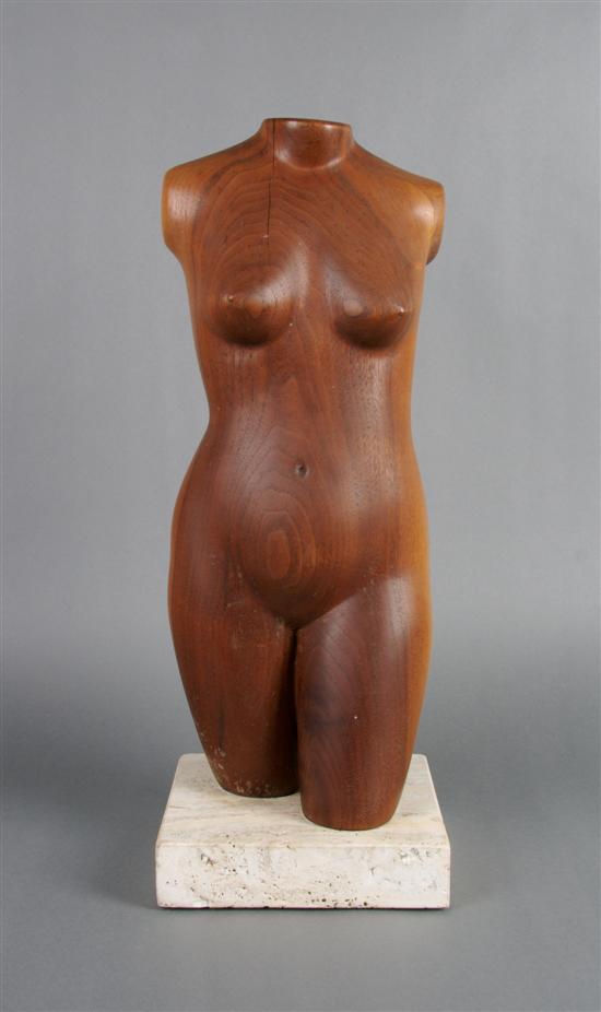 Appraisal: A Wood Sculpture of a Torso Height overall inches