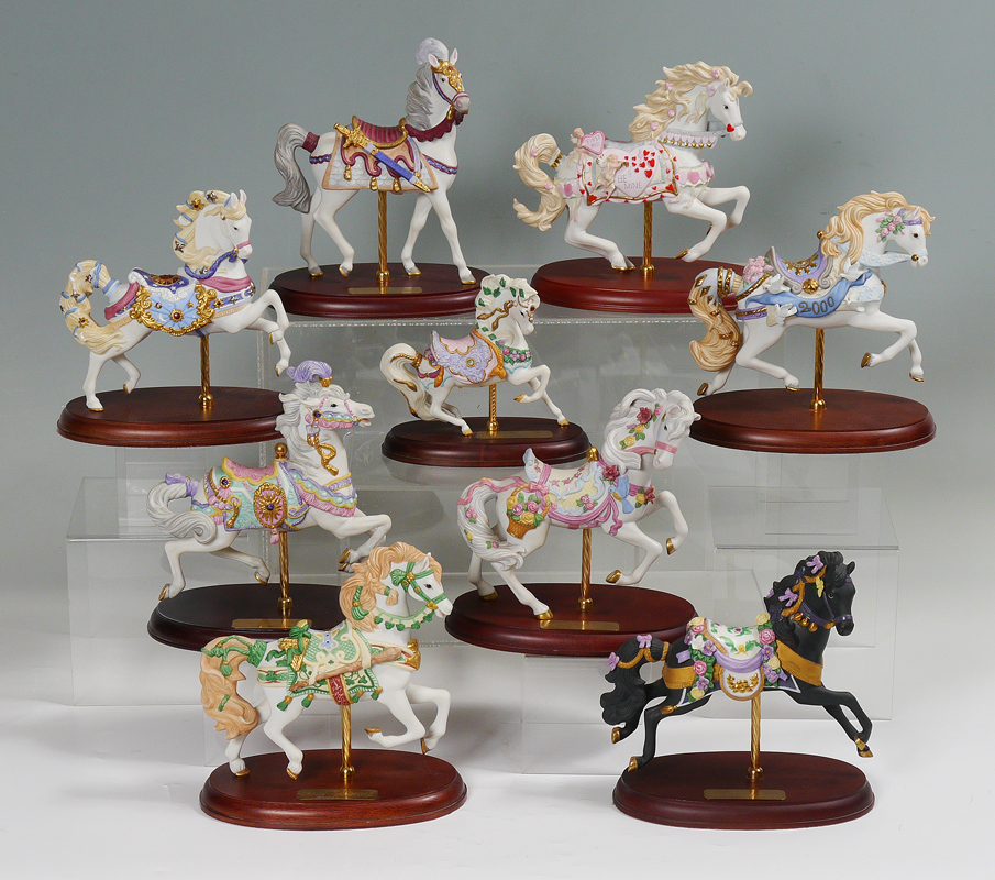 Appraisal: LENOX CAROUSEL HORSES An assembled collection of years with plaques