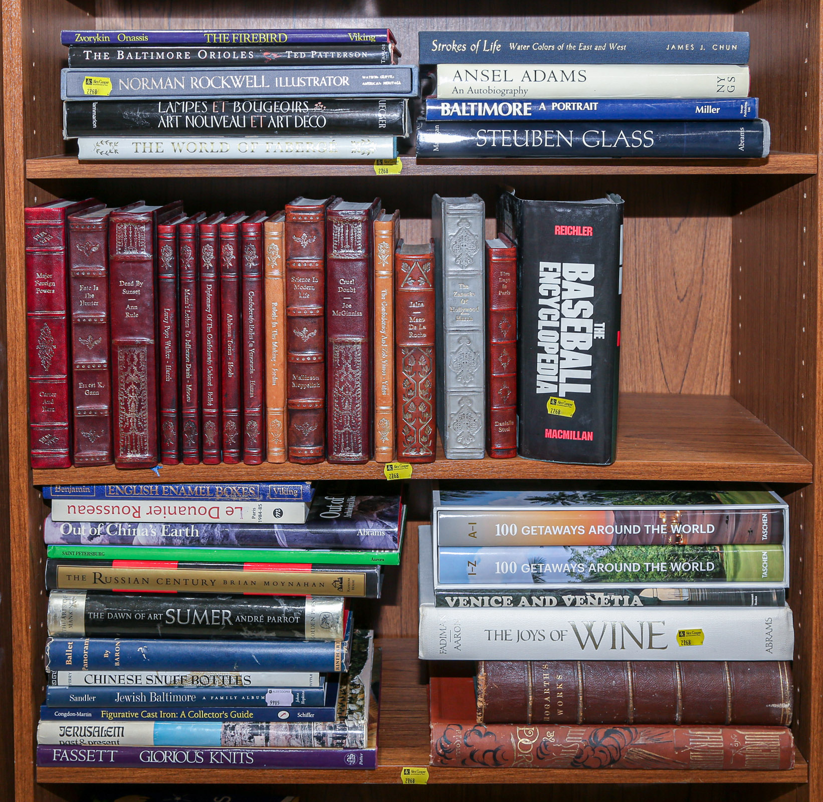 Appraisal: THREE SHELVES OF ASSORTED LEATHER BOUND OTHER BOOKS Comprising about