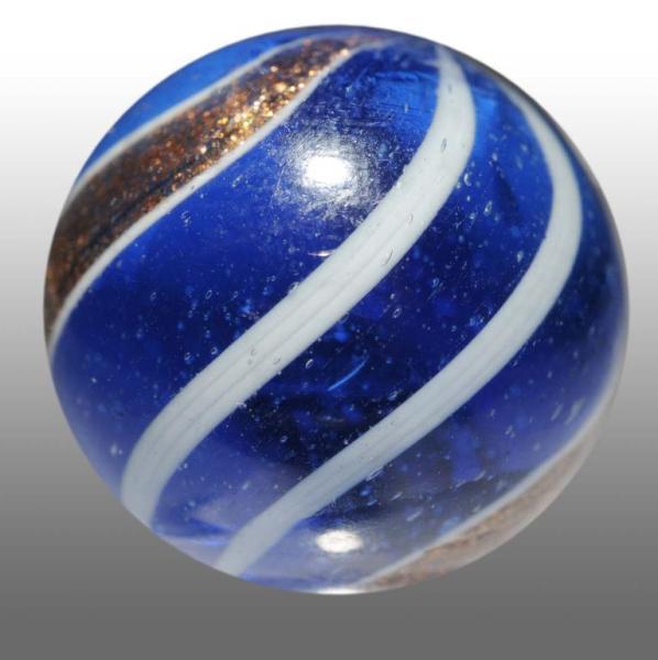 Appraisal: Lutz Blue Glass Swirl Marble Description Original surface Condition Size