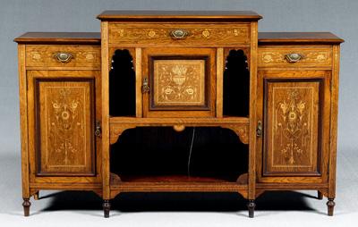 Appraisal: Edwardian inlaid rosewood sideboard rosewood and other veneers three hand-dovetailed