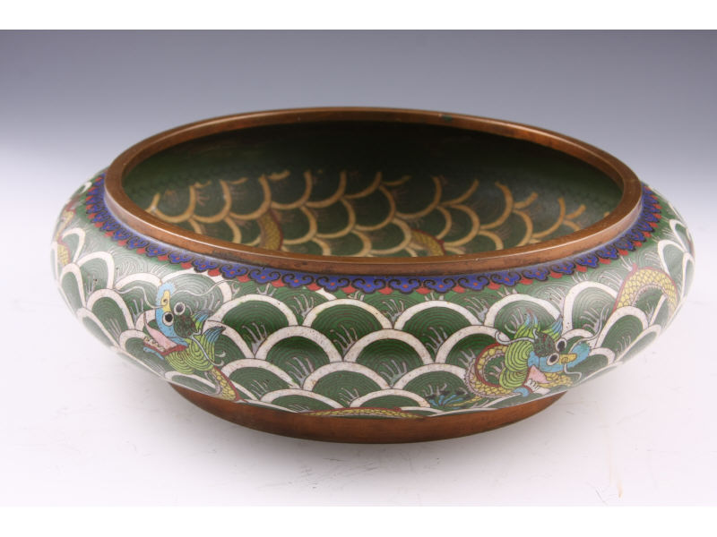 Appraisal: Japanese Cloisonne Low Bowl ca circular form with incurved copper