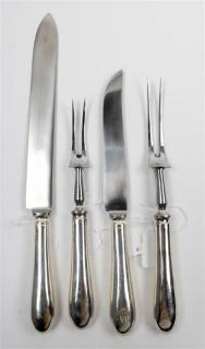 Appraisal: Two English Silver Two-Piece Carving Sets Charles William Fletcher for