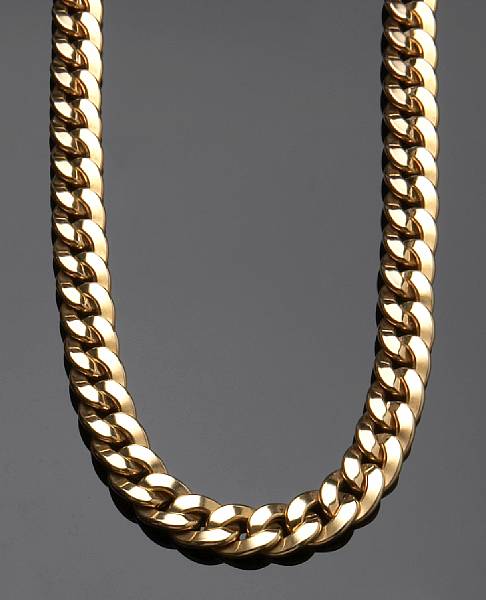 Appraisal: An eighteen karat yellow gold curb link neck chain Italian