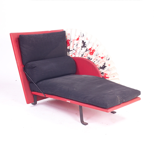 Appraisal: Italian Postmodern Flexform chaise upholstered in red faux snakeskin and