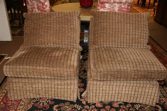 Appraisal: PAIR CONTEMPORARY ARMLESS UPHOLSTERED CHAIRS Late th Century with grid-patterned