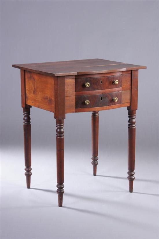 Appraisal: AMERICAN CLASSICAL MAHOGANY WORK TABLE early th century Projecting rectangular