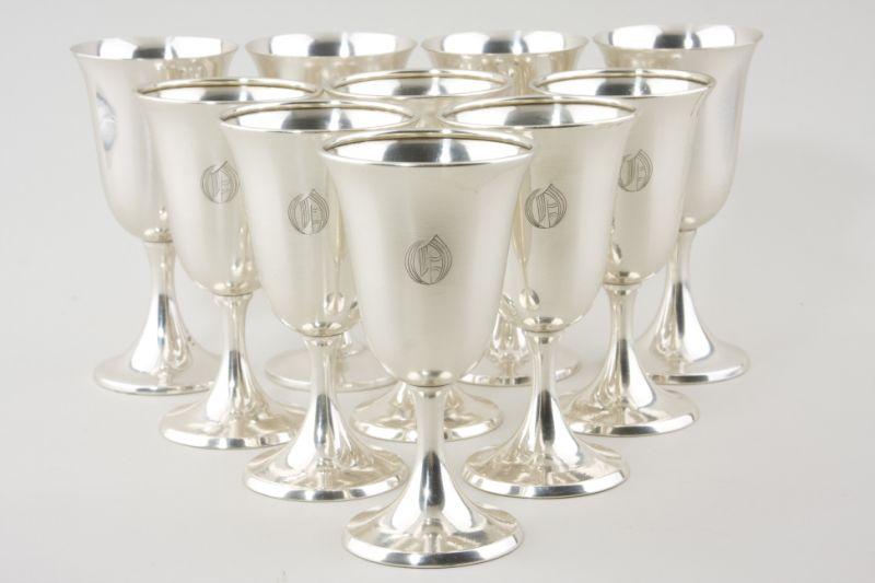 Appraisal: Ten Sterling Silver Goblets an assembled set of elegant goblets