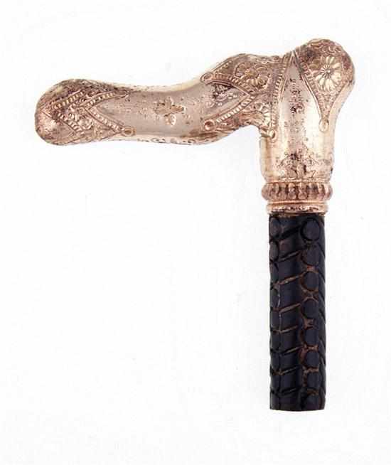 Appraisal: Victorian gold-filled cane handle th century ornate handle with intricate