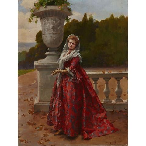 Appraisal: Henry Victor Lesur - LADY ON A TERRACE French Oil