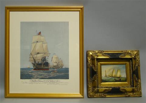 Appraisal: FROM THE OFFICE OF SENATOR WARNER SAILBOATS Oil on panel