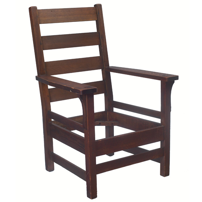 Appraisal: Arts Crafts armchair four horizontal slats to back hip rail