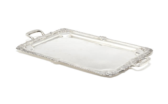 Appraisal: A late- th early th-century Indian colonial silver two-handled tray