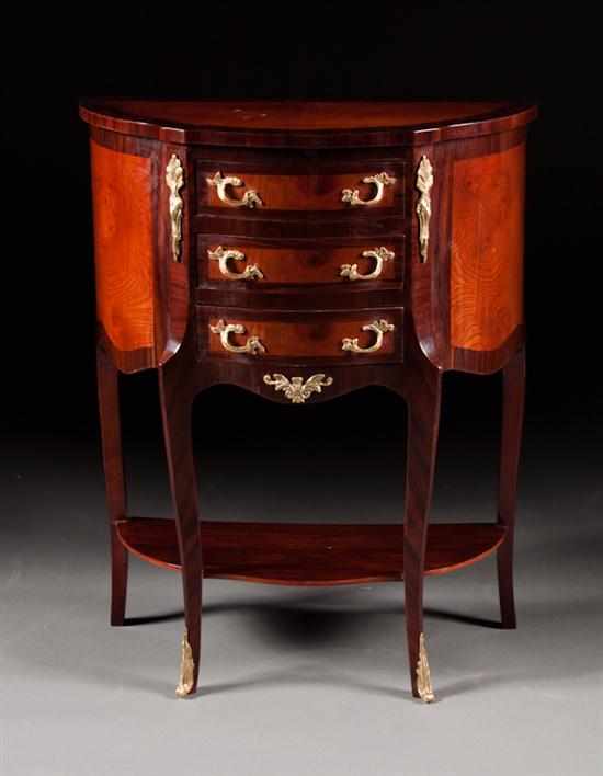 Appraisal: Louis XV style gilt-metal-mounted rosewood and burl walnut lacquered side