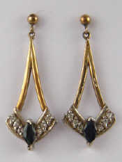 Appraisal: A pair of carat gold sapphire and diamond earrings approx