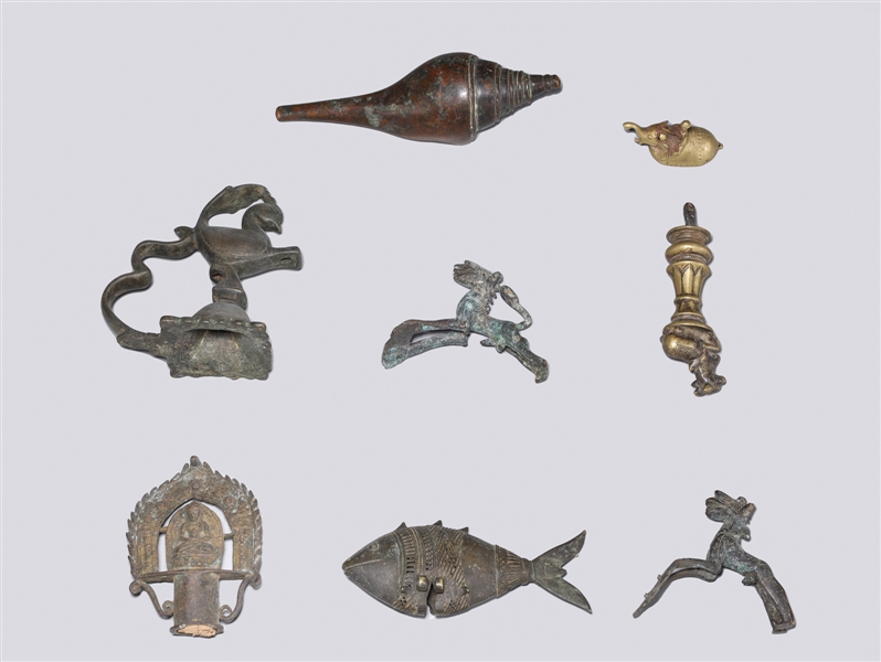 Appraisal: Group of various Indian metalworks mostly sections of larger scenes