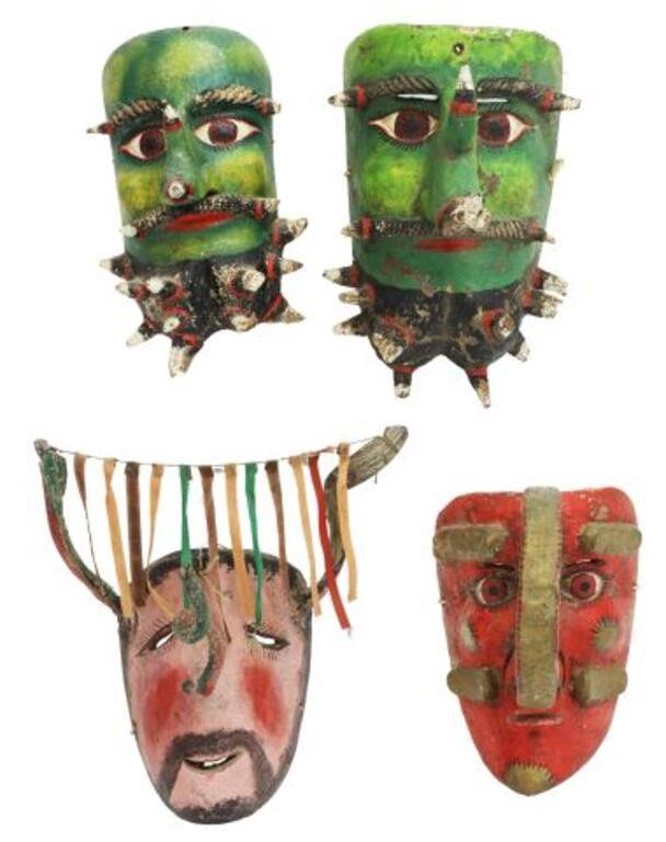 Appraisal: lot of Mexican carved and polychrome painted folk art masks