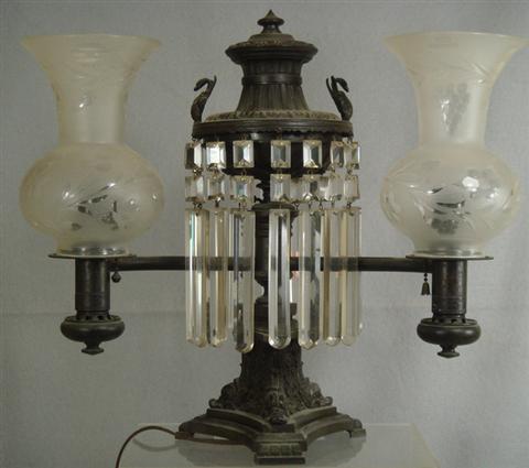 Appraisal: Double arm Argand lamp with label of Louis Veron Co