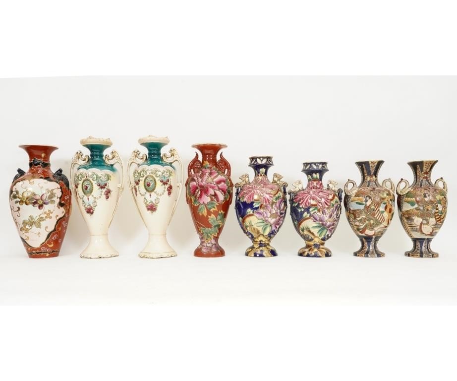 Appraisal: Eight Japanese ceramic vases circa Largest pair h x dia