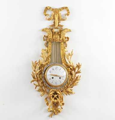 Appraisal: A Monumental Kinable Paris Ormolu Lyre Wall Clock ca First