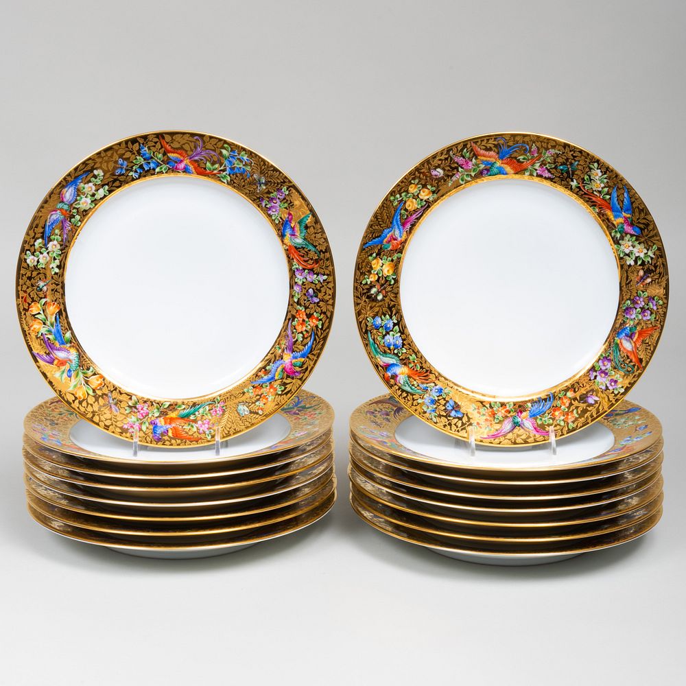 Appraisal: Set of Sixteen Le Tallec Paris Gilt-Ground Porcelain Dinner Plates