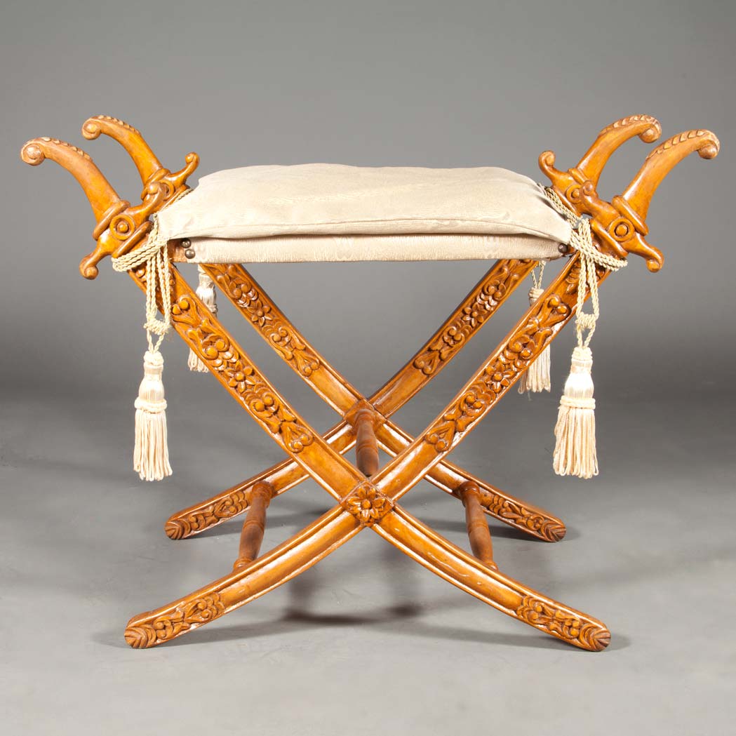 Appraisal: Empire Style Fruitwood Stool Second half of the th century