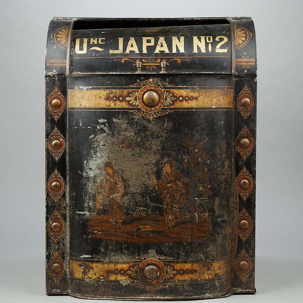 Appraisal: Retail Counter Tin Toleware Tea or Coffee Bin Japan Tin