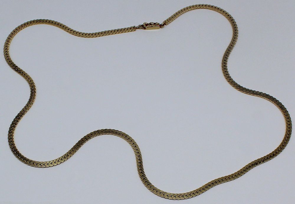 Appraisal: JEWELRY Italian kt Gold Herringbone Chain Italian kt yellow gold